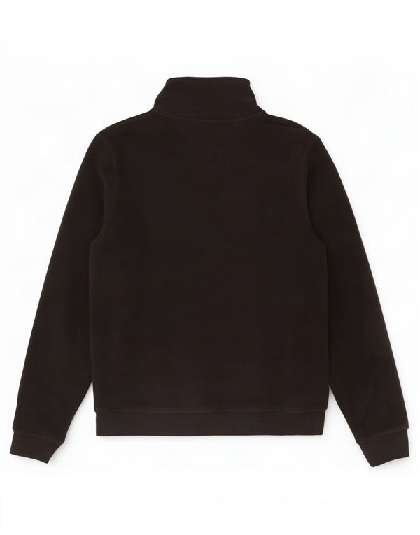 Tommy Hilfiger Suéter masculino de lã com zíper e gola média poliéster preto