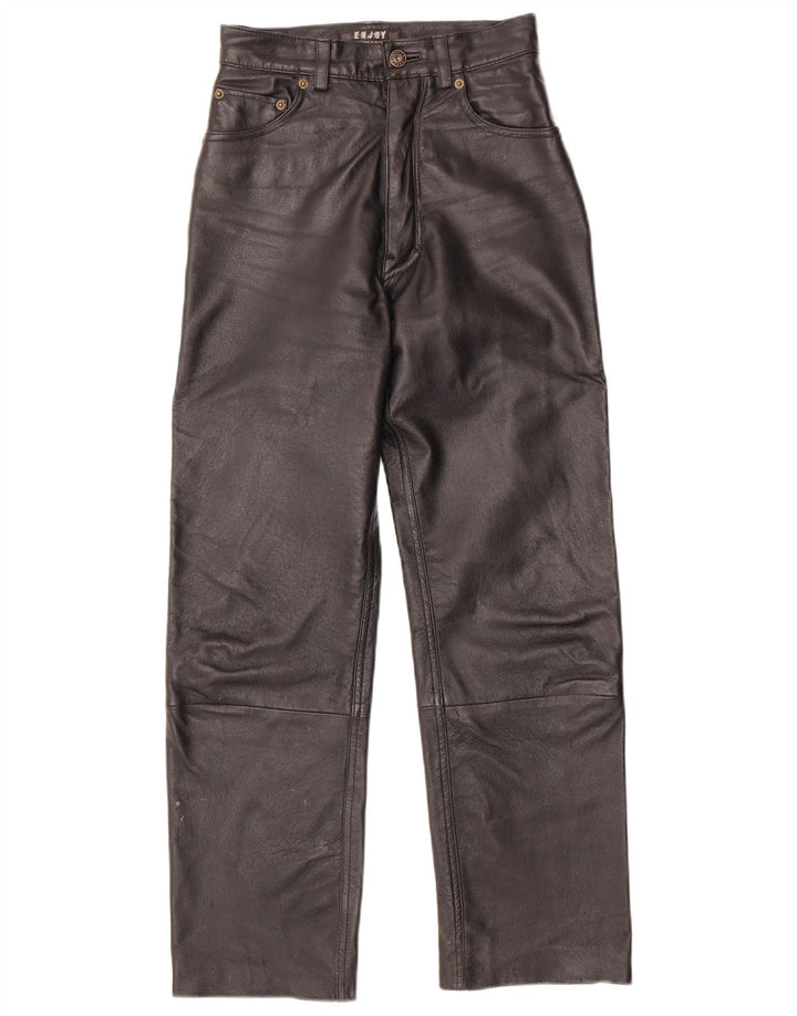 ENJOY Calça feminina de couro W26 L29 couro preto