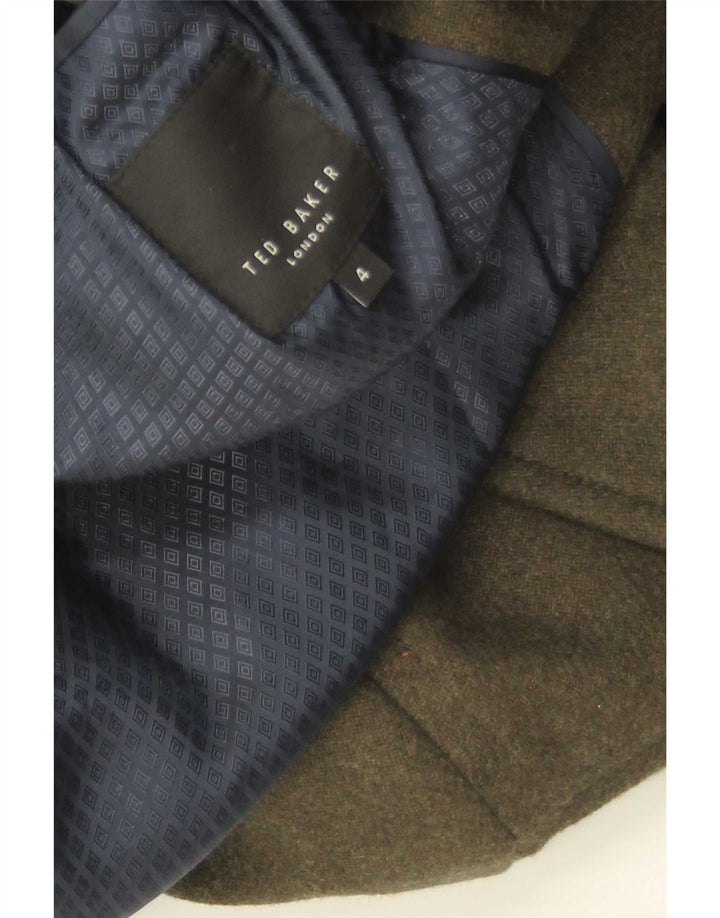 Casaco masculino Ted Baker Pea tamanho 4 grande lã cáqui