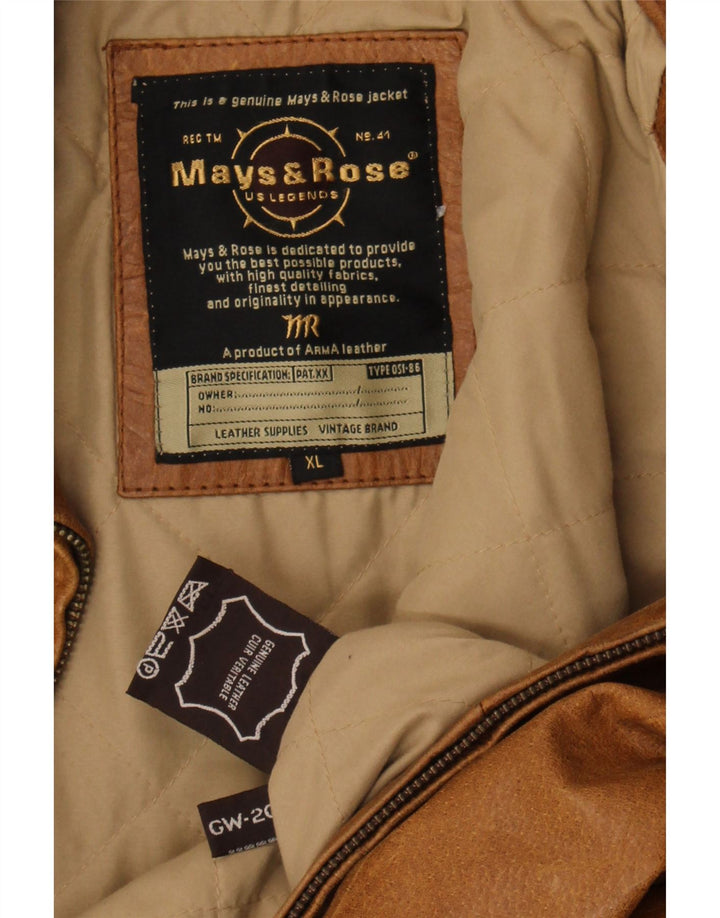 Jaqueta de couro masculina Mays & Rose UK 42 XL bege