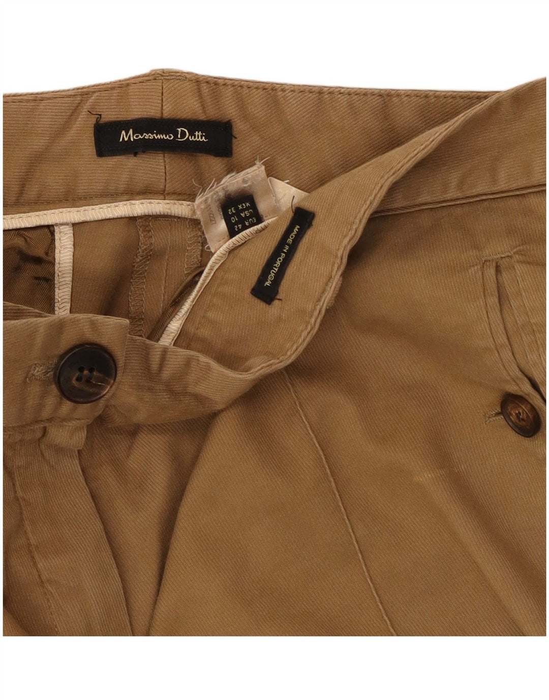 Calças cortadas justas femininas Massimo Dutti UE 42 grandes W34 L26 bege