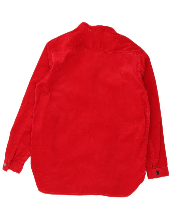 Camisa masculina vintage de veludo cotelê pequena vermelha
