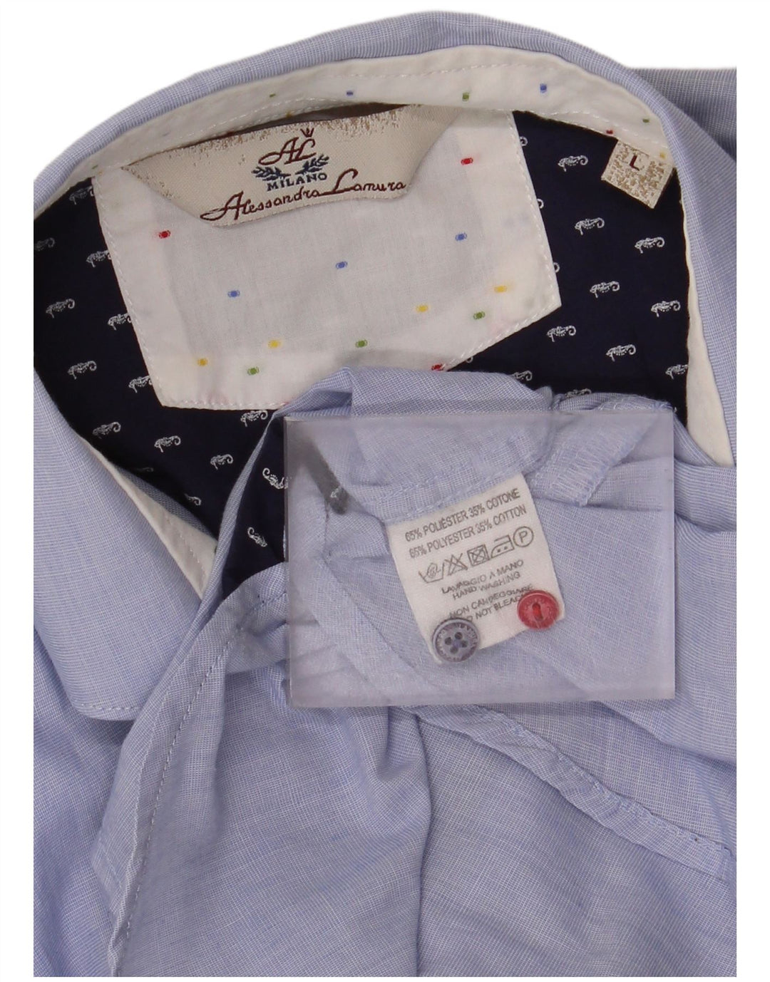 Camisa masculina Alessandra Lamura grande azul poliéster