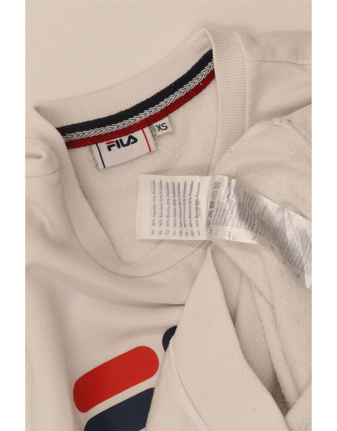 FILA Mens Graphic Moletom Jumper XS Algodão Branco