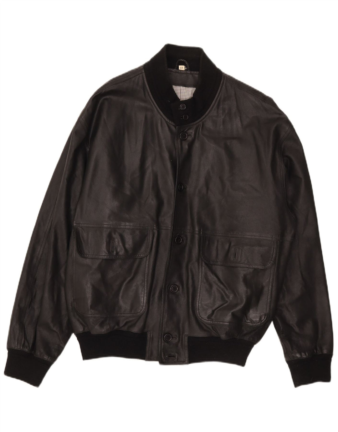 Jaqueta de couro masculina vintage IT 48 média preta