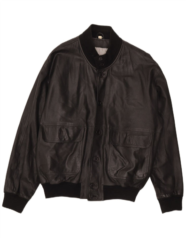 Jaqueta de couro masculina vintage IT 48 média preta