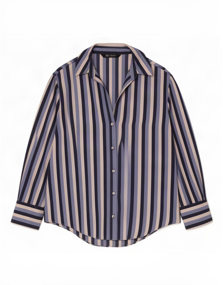 Blusa feminina Zara UK 10 poliéster listrado azul pequeno