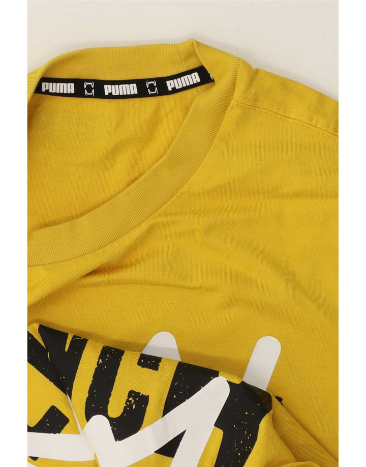 Puma Masculino Don't Flinch Regular Graphic Camiseta Top Pequeno Amarelo
