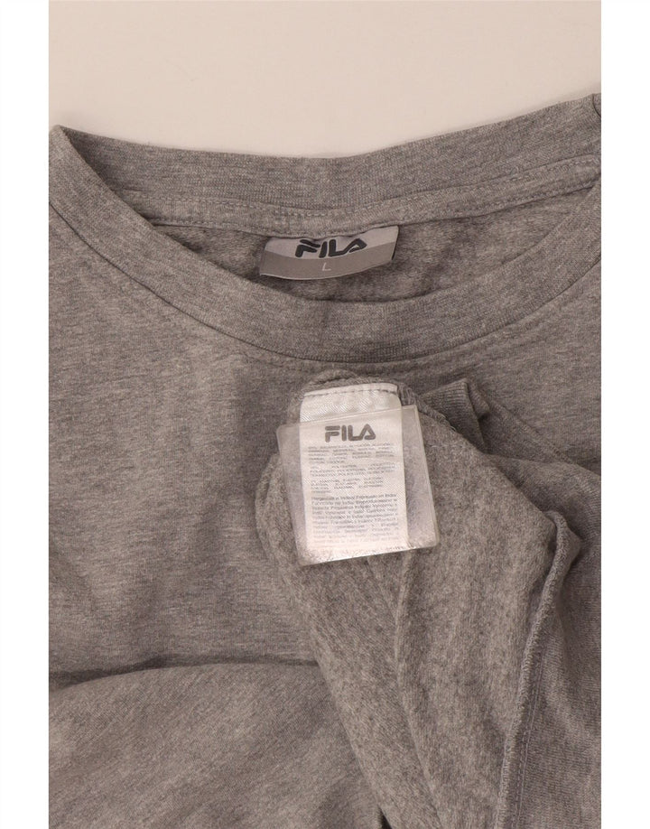 Fila moletom gráfico feminino jumper UK 16 grande algodão cinza