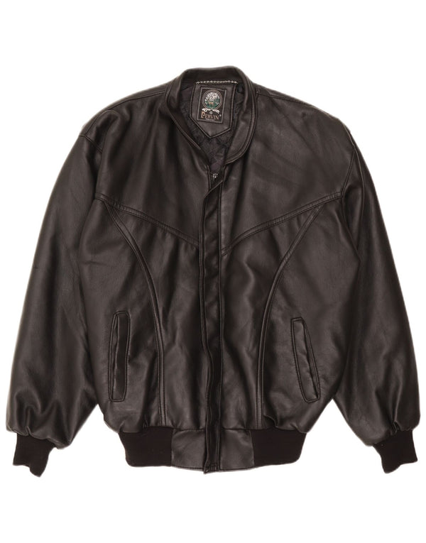 Jaqueta de couro masculina Pervin Reino Unido 42 XL preta