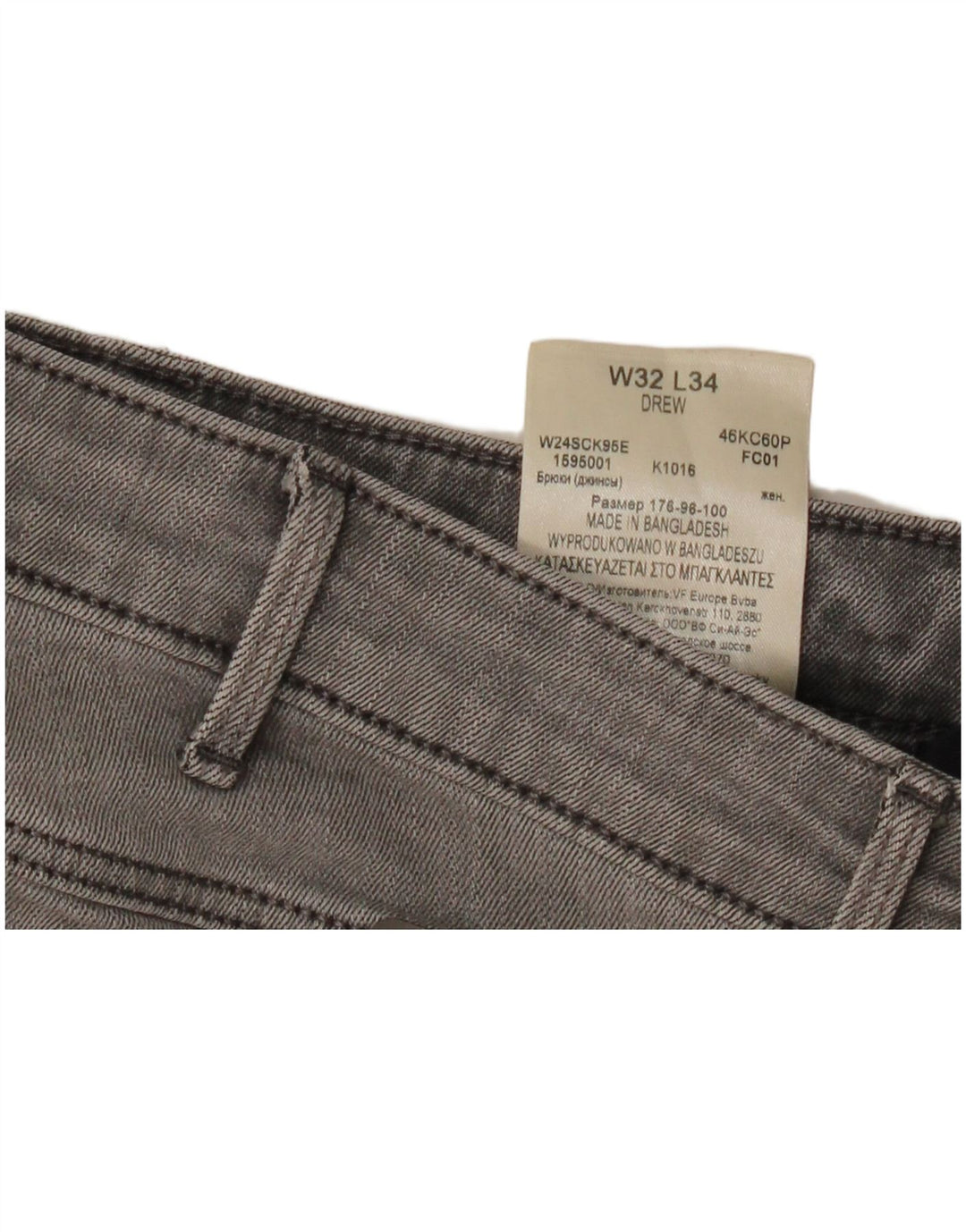 Wrangler feminino Drew Straight Jeans W32 L34 cinza algodão
