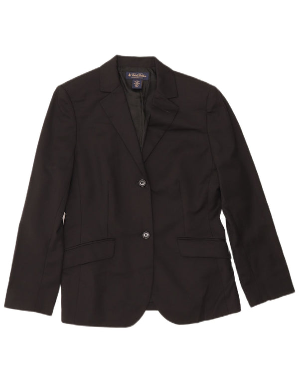 BROOKS BROTHERS Jaqueta blazer feminina de 2 botões EUA 6 lã preta média