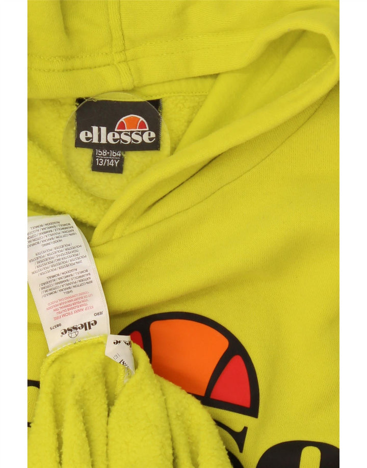 ELLESSE Boys Graphic Hoodie Jumper 13-14 Years Yellow Cotton Vintage Ellesse and Second-Hand Ellesse from Messina Hembry 