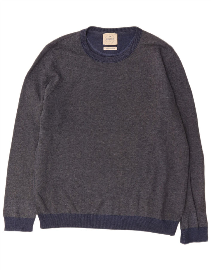 Moletom masculino White Stuff Jumper médio algodão azul marinho