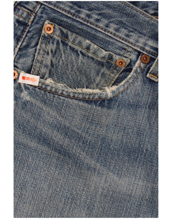 Calça Jeans Levis Masculina 501 Distressed Straight W34 L27 Azul Algodão