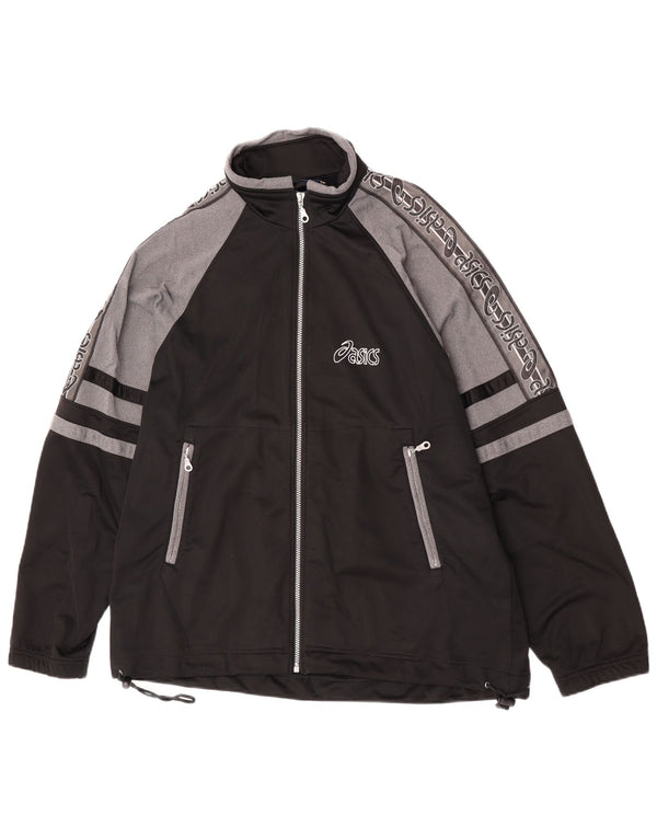 Asics Mens Graphic Tracksuit Top Jaqueta Grande Preto Colourblock Poliéster