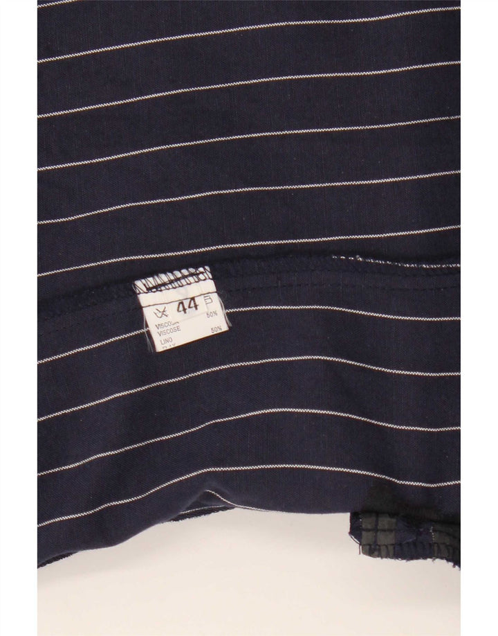 Jaqueta blazer feminina vintage com 4 botões IT 44 médio azul marinho listrado