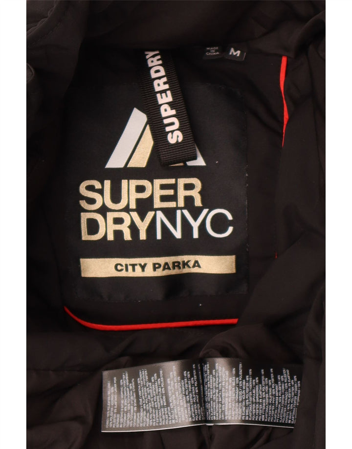 Jaqueta Parka Feminina Superdry com Capuz Gráfico Reino Unido 14 Médio Preto Inverno