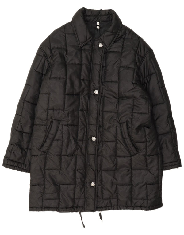 Casaco acolchoado feminino vintage UK 14 grande nylon preto