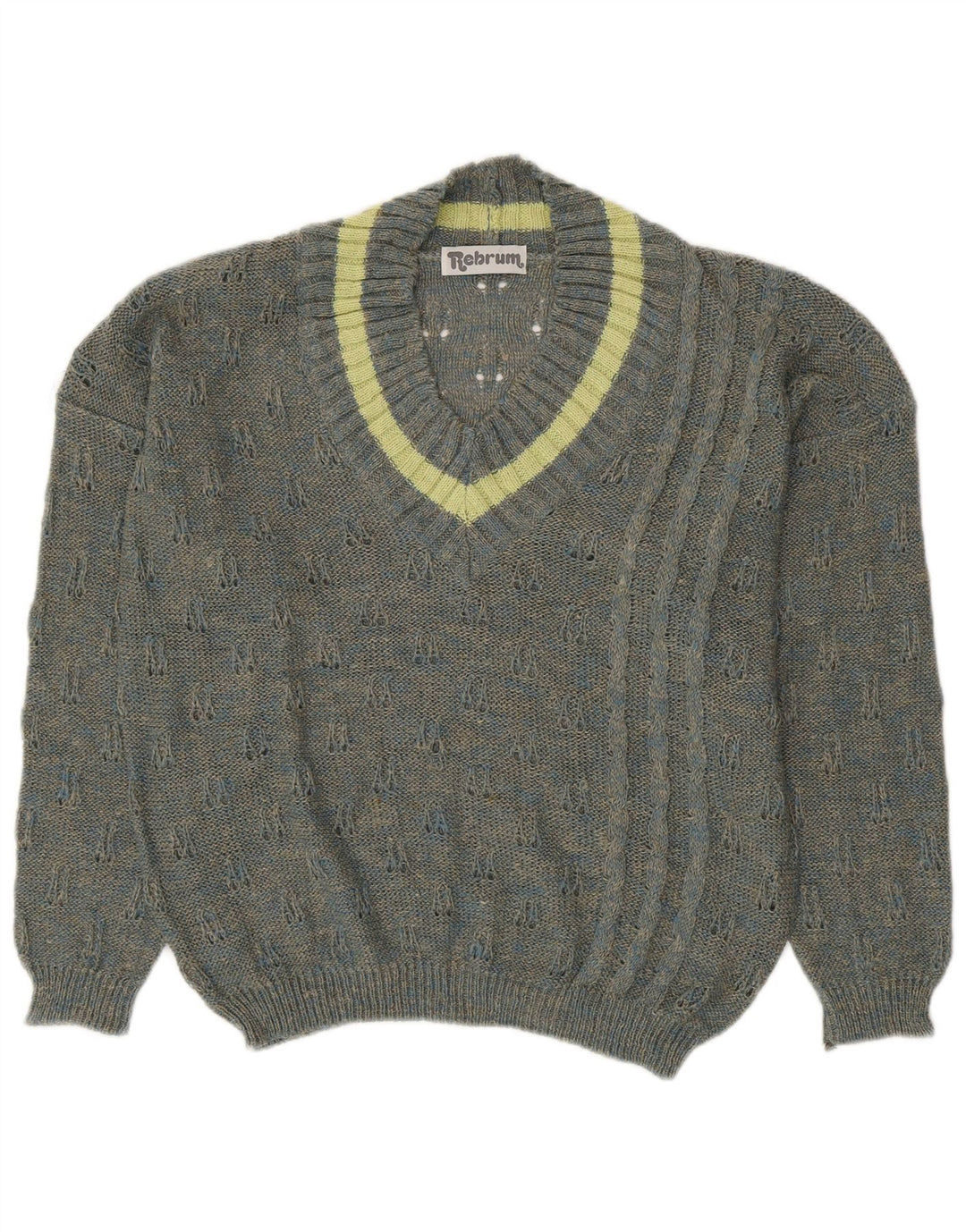 Suéter feminino VINTAGE com decote em V UK 18 XL cinza