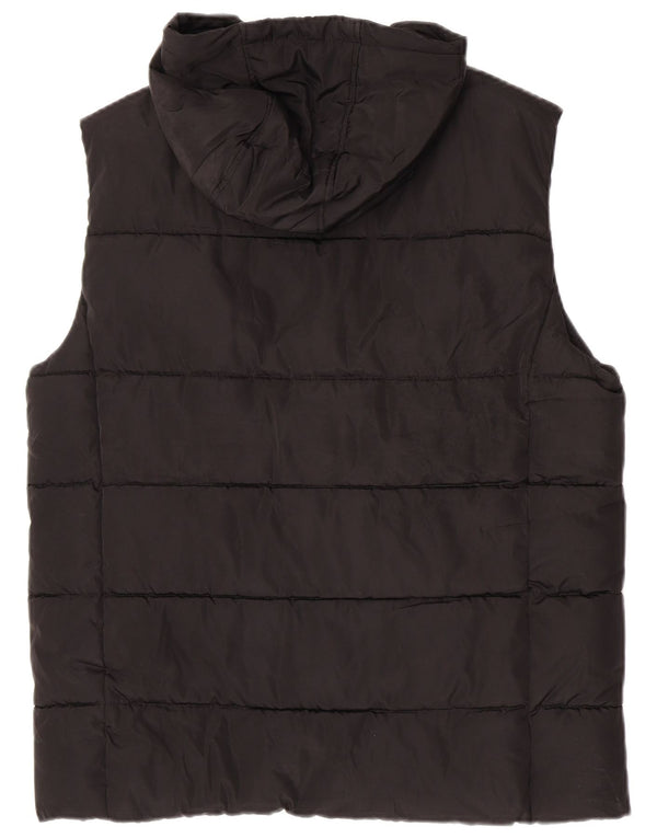 Colete acolchoado com capuz masculino Superdry UK 42 XL poliéster preto