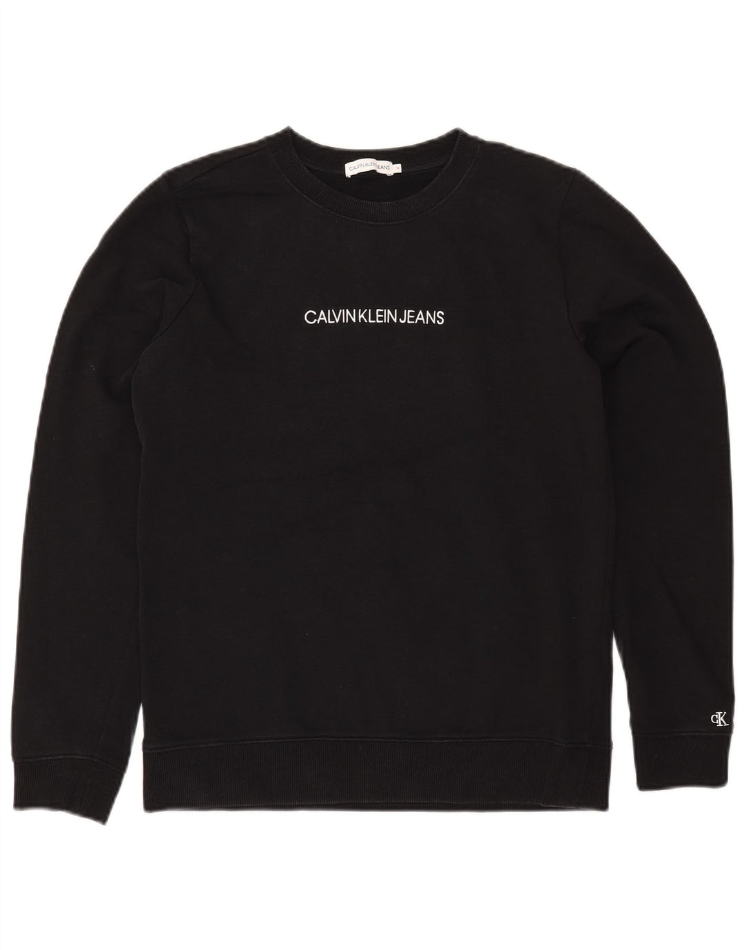 CALVIN KLEIN Meninos moletom gráfico jumper 15-16 anos algodão preto