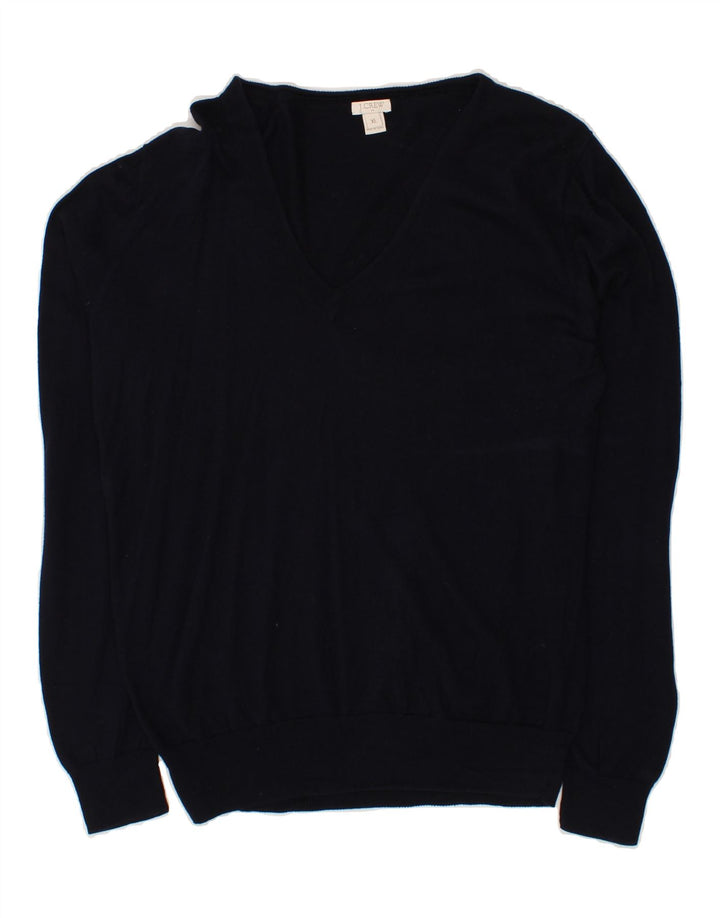 J. CREW Mens V-Neck Jumper Sweater XL Navy Blue Cotton Vintage J. Crew and Second-Hand J. Crew from Messina Hembry 