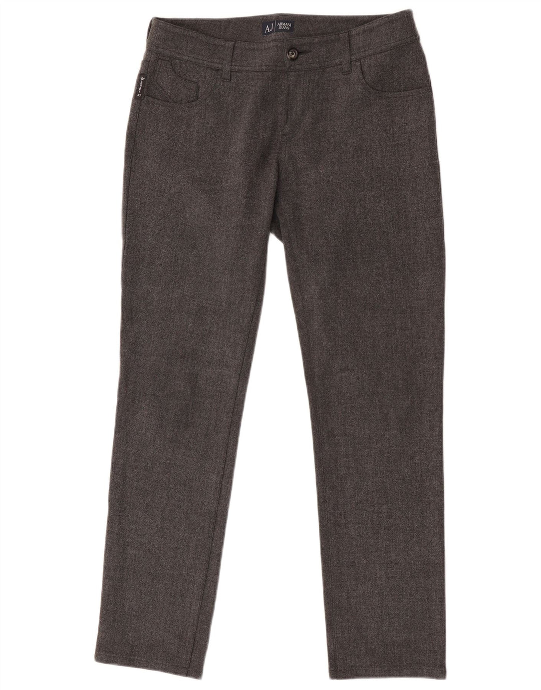 Calça casual masculina Armani Slim Fit W28 L29 poliéster cinza
