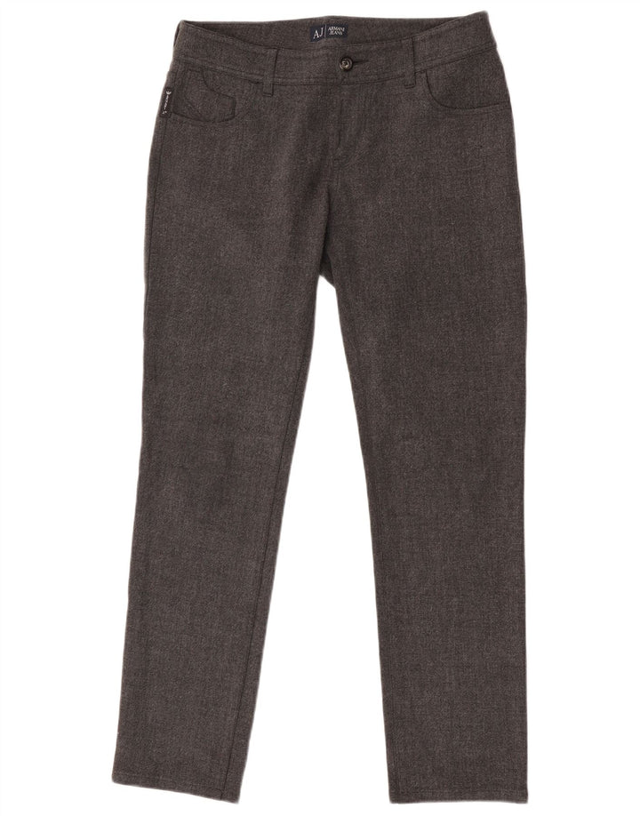 Calça casual masculina Armani Slim Fit W28 L29 poliéster cinza