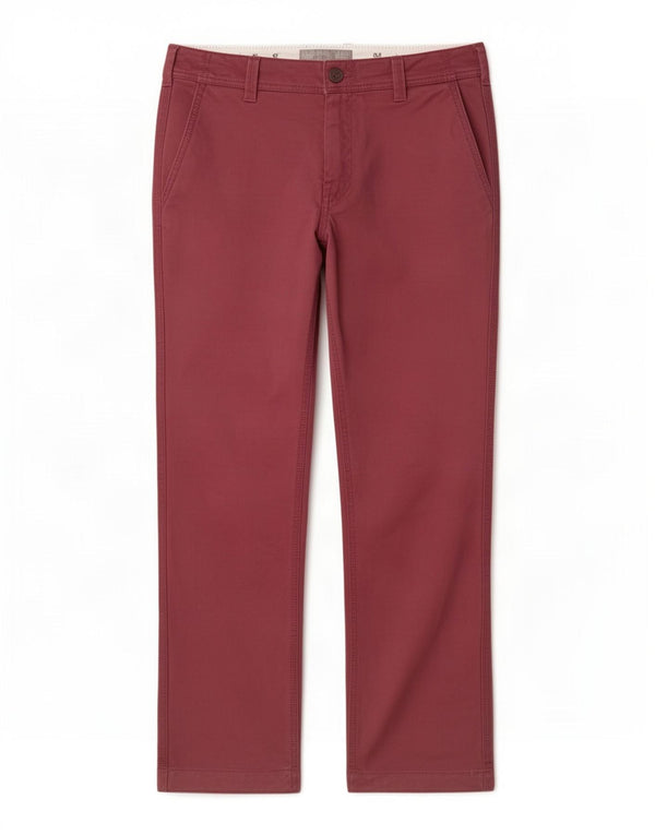 Calças Chino retas masculinas Fat Face W32 L32 Algodão Borgonha