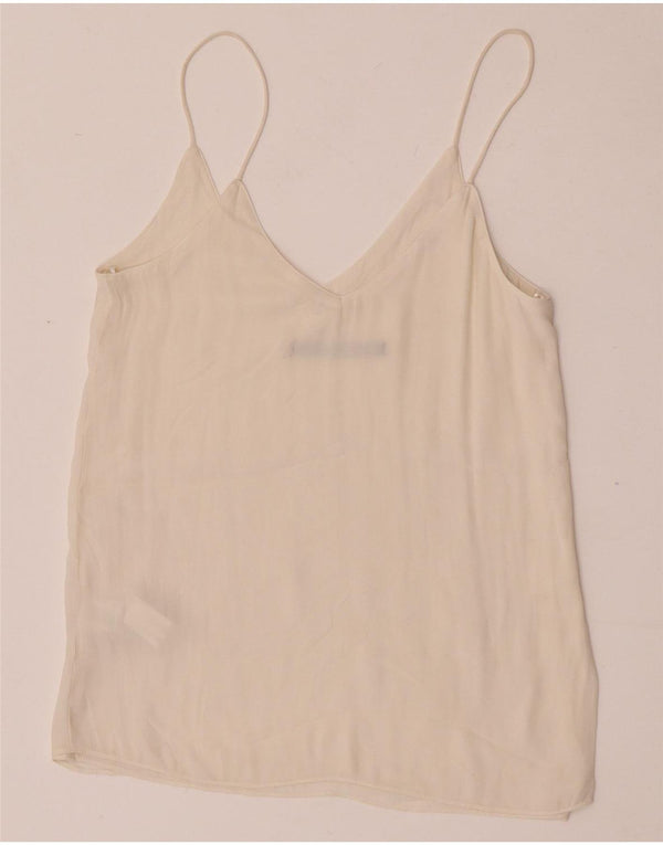 Zara Womens Cami Top UK 6 XS Off White Poliéster