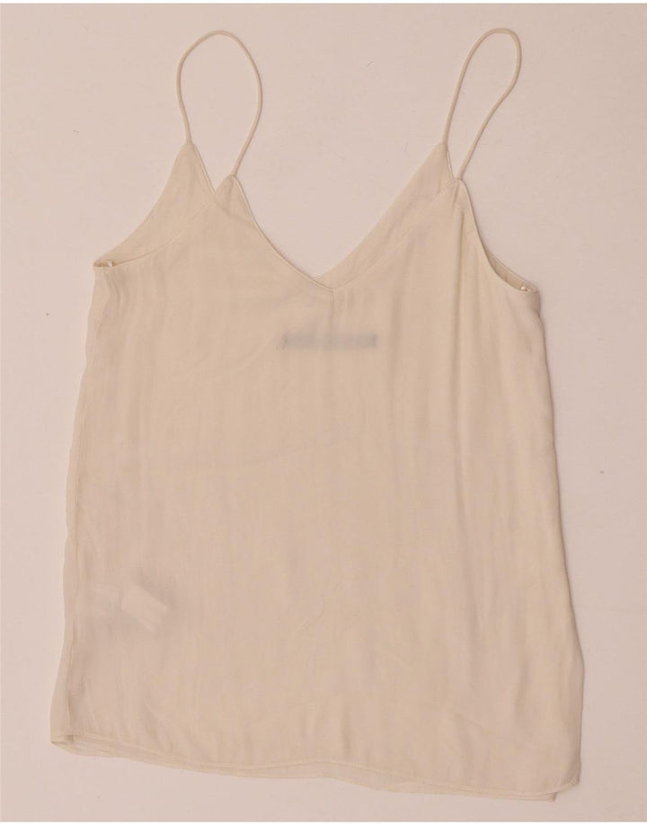 Zara Womens Cami Top UK 6 XS Off White Poliéster