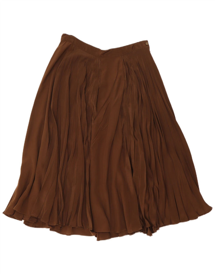 Saia plissada feminina Pancaldi & B W32 grande seda marrom
