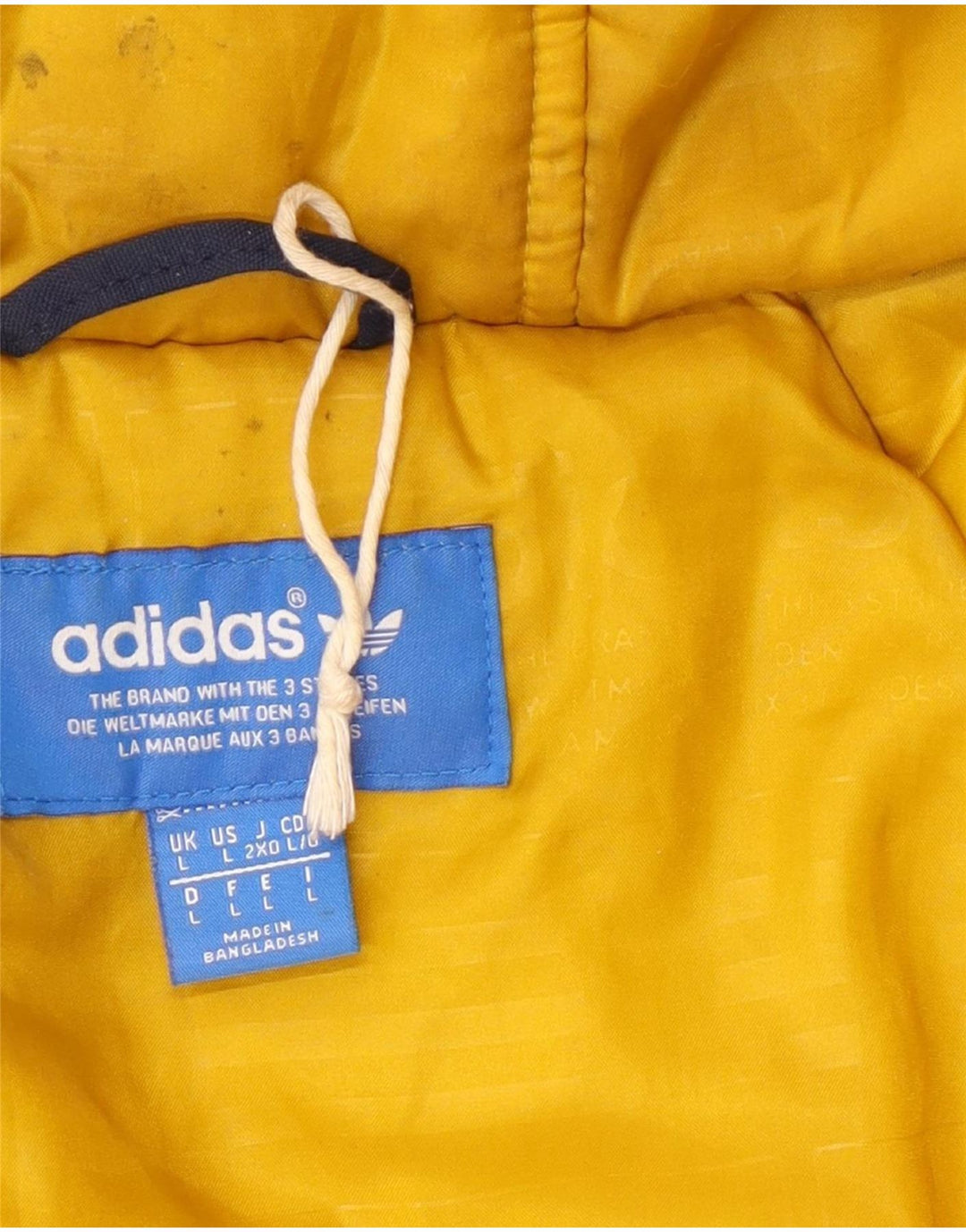 Casaco acolchoado com capuz masculino Adidas UK 40 grande poliéster azul marinho