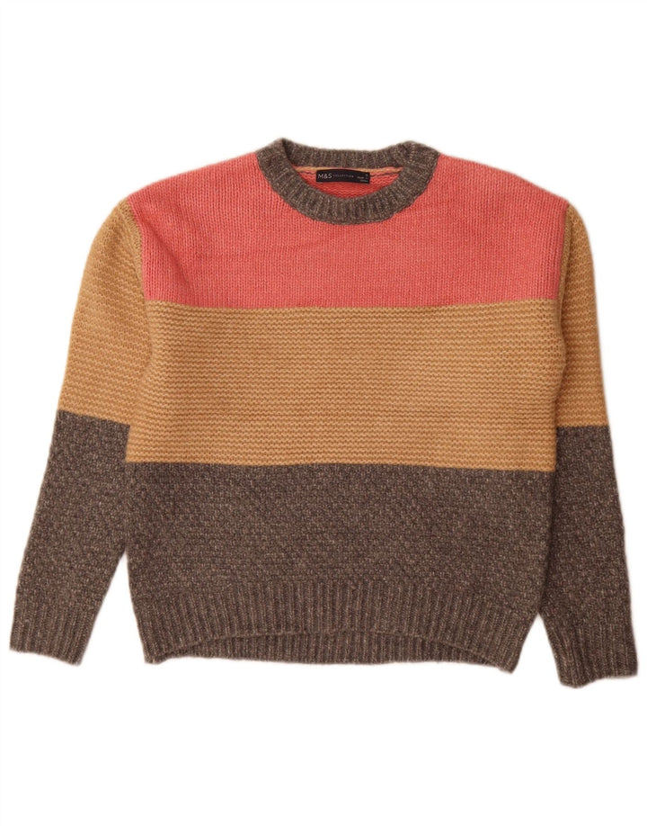 Suéter feminino Marks & Spencer com gola redonda Reino Unido 10 pequeno cinza