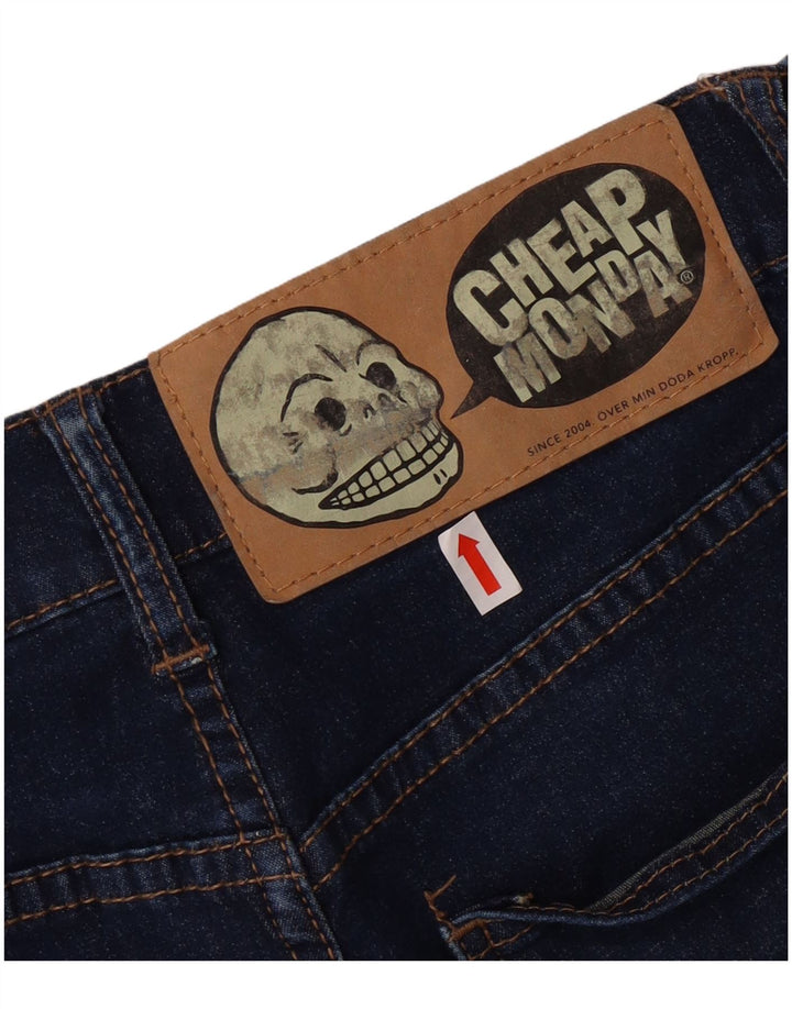 CHEAP MONDAY Jeans retos femininos W32 L32 algodão azul marinho