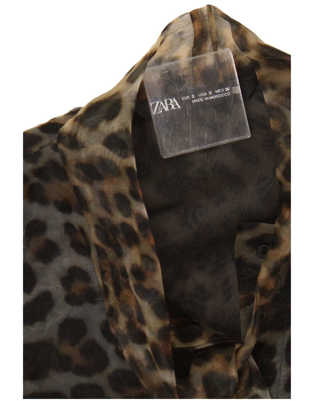 Blusa feminina Zara UK 10 pequena estampa animal marrom