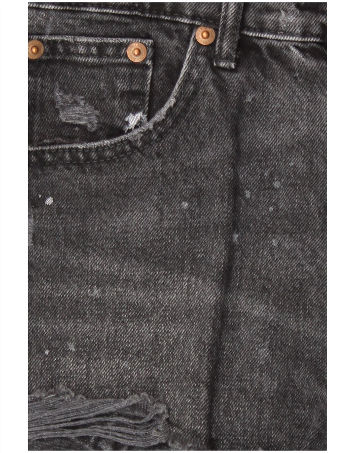 Zara Shorts jeans feminino desgastado EU 36 XS W26 preto