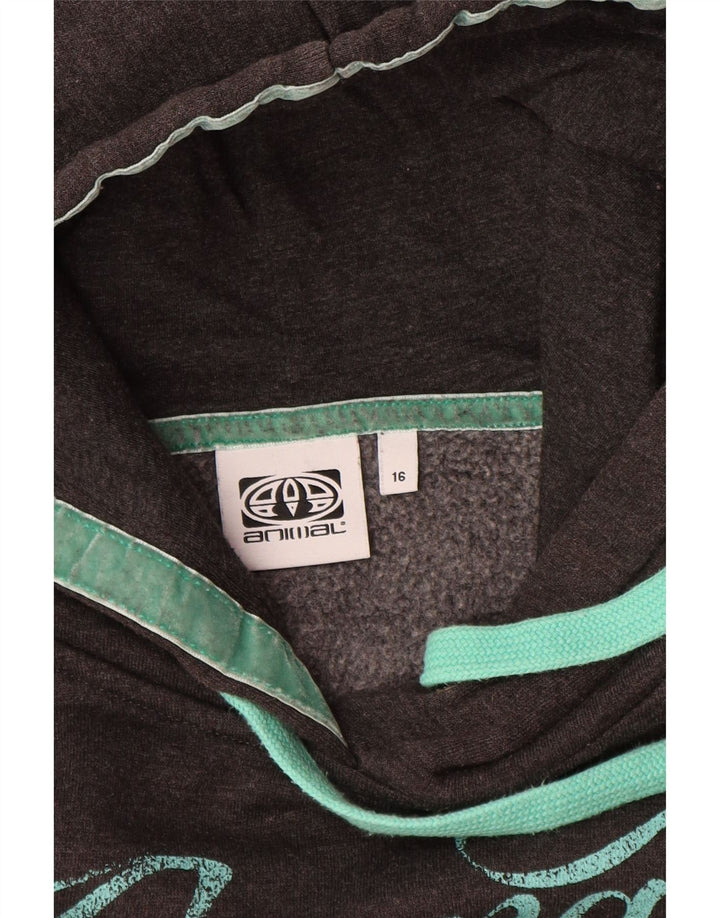 ANIMAL feminino gráfico moletom com capuz Reino Unido 16 grande algodão cinza