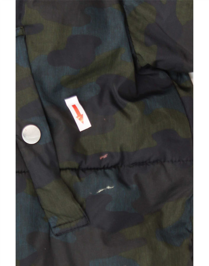 Jaqueta feminina acolchoada com capuz e capuz Zara UK 6 XS camuflagem multicolorida