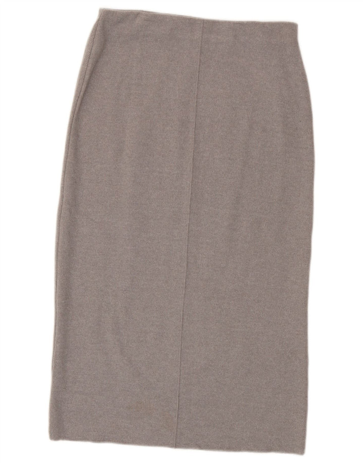 Saia midi feminina Zara cintura alta médio W28 poliéster cinza