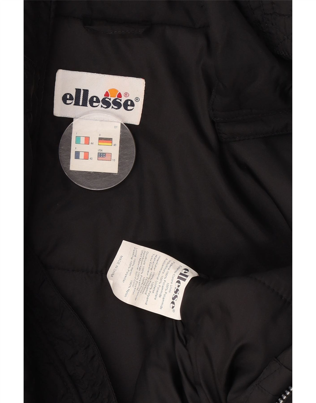 Jaqueta acolchoada superdimensionada feminina Ellesse IT 44 médio preto poliamida