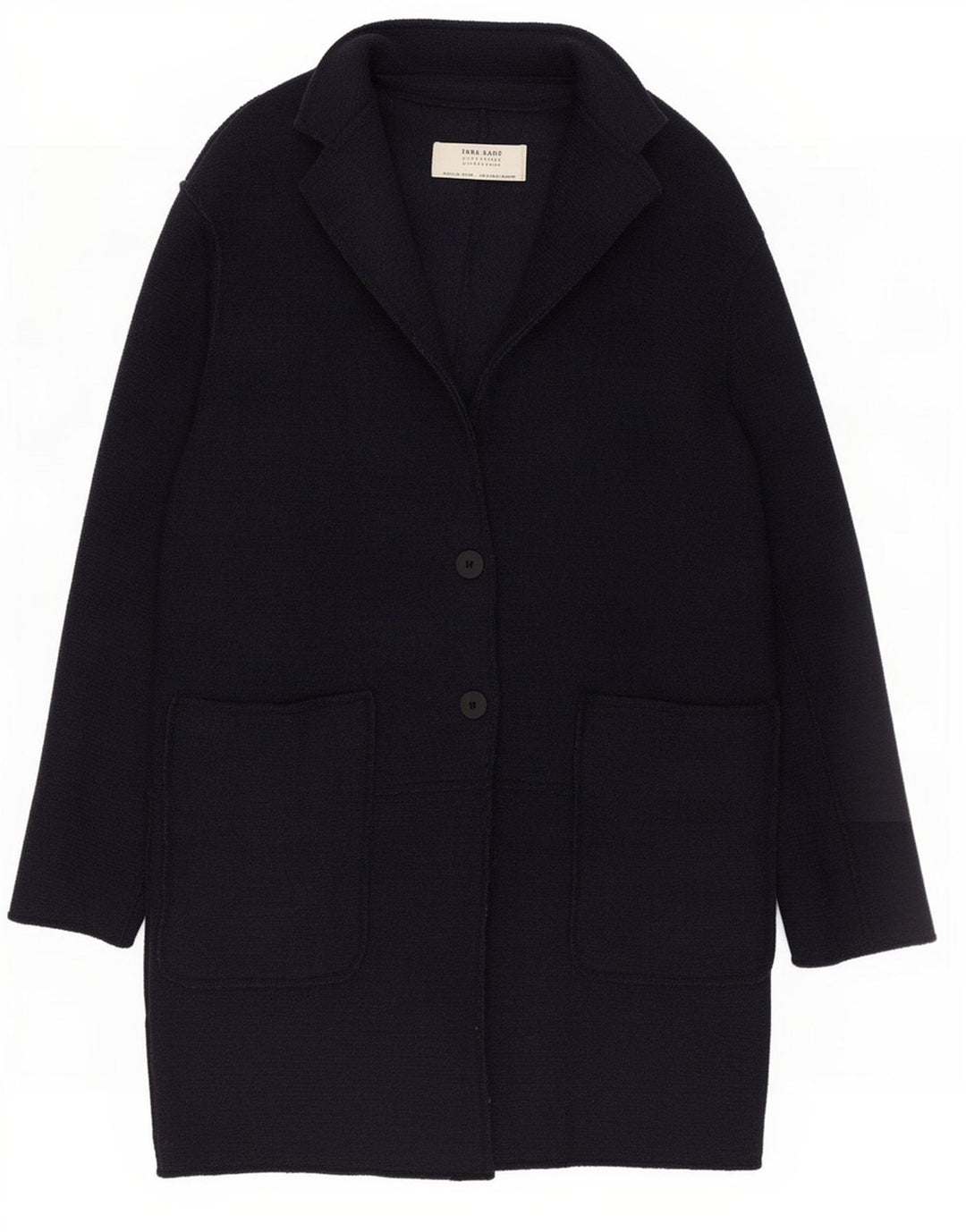 Sobretudo feminino Zara Oversized UK 10 pequeno lã azul marinho
