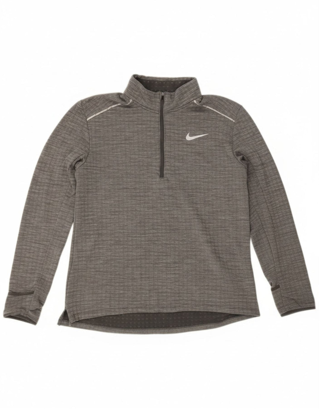 Pulôver masculino Nike com zíper e gola alta, moletom grande cinza manchado de poliéster