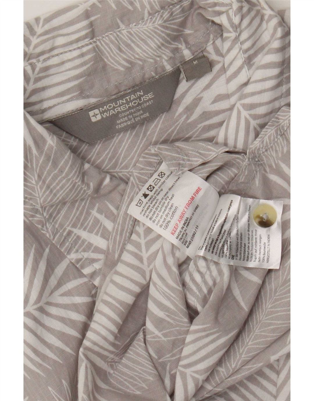 Camisa masculina de manga curta Mountain Warehouse algodão floral cinza médio
