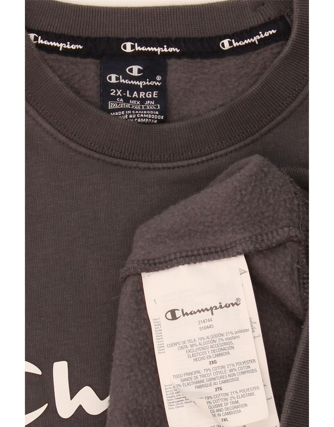 CHAMPION Suéter gráfico masculino 2XL algodão cinza