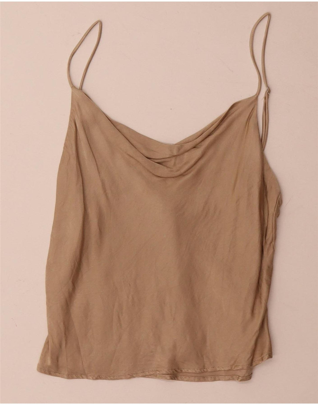 Zara Womens Cami Top UK 10 Pequeno Bege Viscose