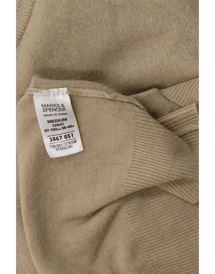 Suéter masculino Marks & Spencer Blue Harbor com decote em V médio bege