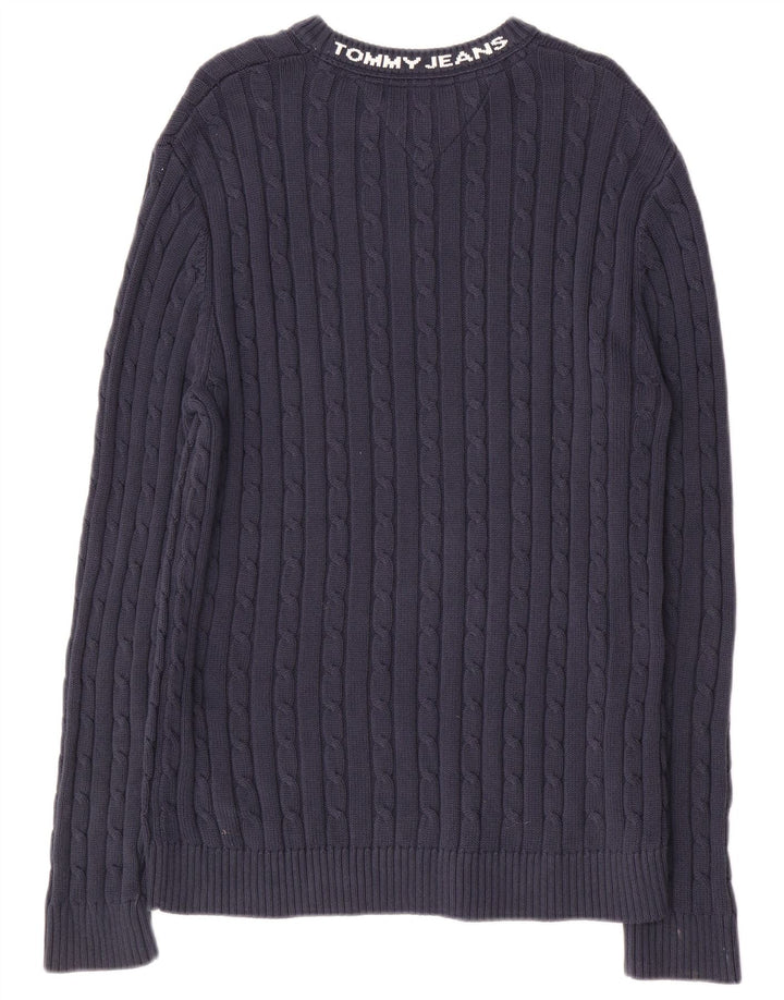 TOMMY HILFIGER Suéter masculino com gola redonda e gola redonda médio azul marinho