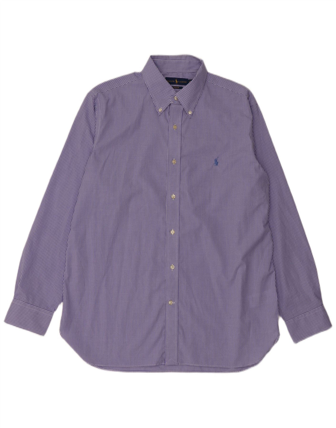Camisa masculina Ralph Lauren tamanho 16 1/2 grande algodão guingão azul